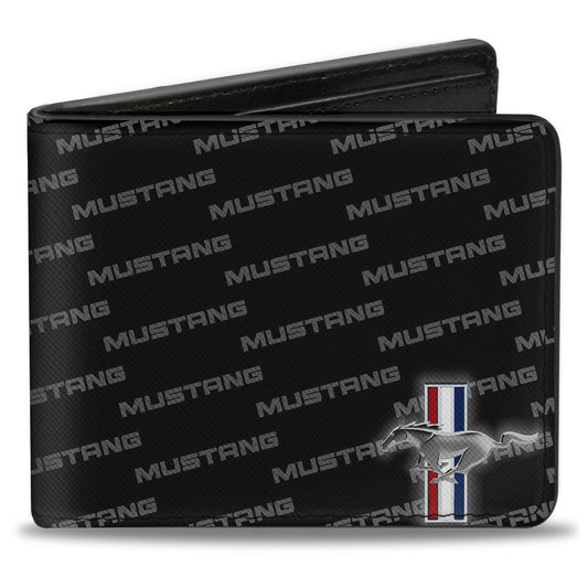 Bi-Fold Wallet - Ford Mustang w Bars CORNER w Text