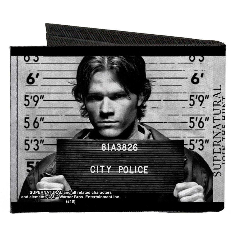 Canvas Bi-Fold Wallet - Supernatural Dean + Sam Mug Shots Grays Black White