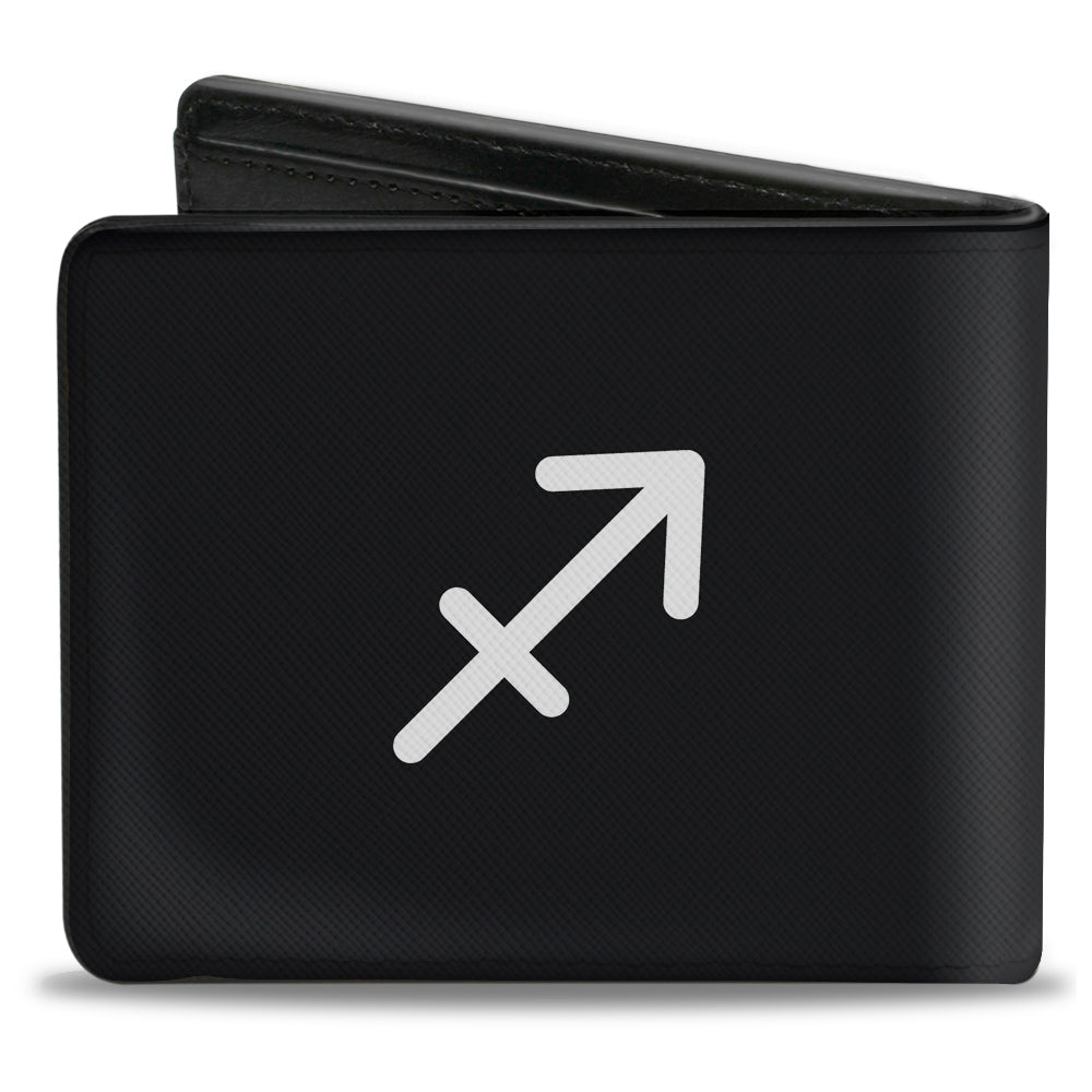 Bi-Fold Wallet - Zodiac SAGITTARIUS Symbol Black White