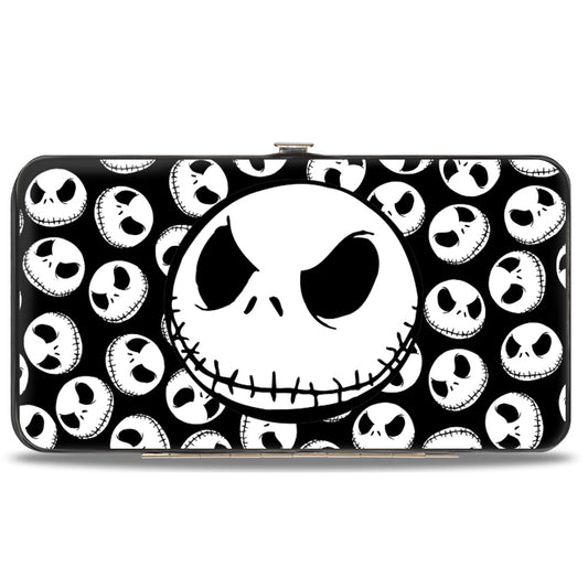 Hinged Wallet - Nightmare Before Christmas Jack Expression3 Centered Scattered Black White