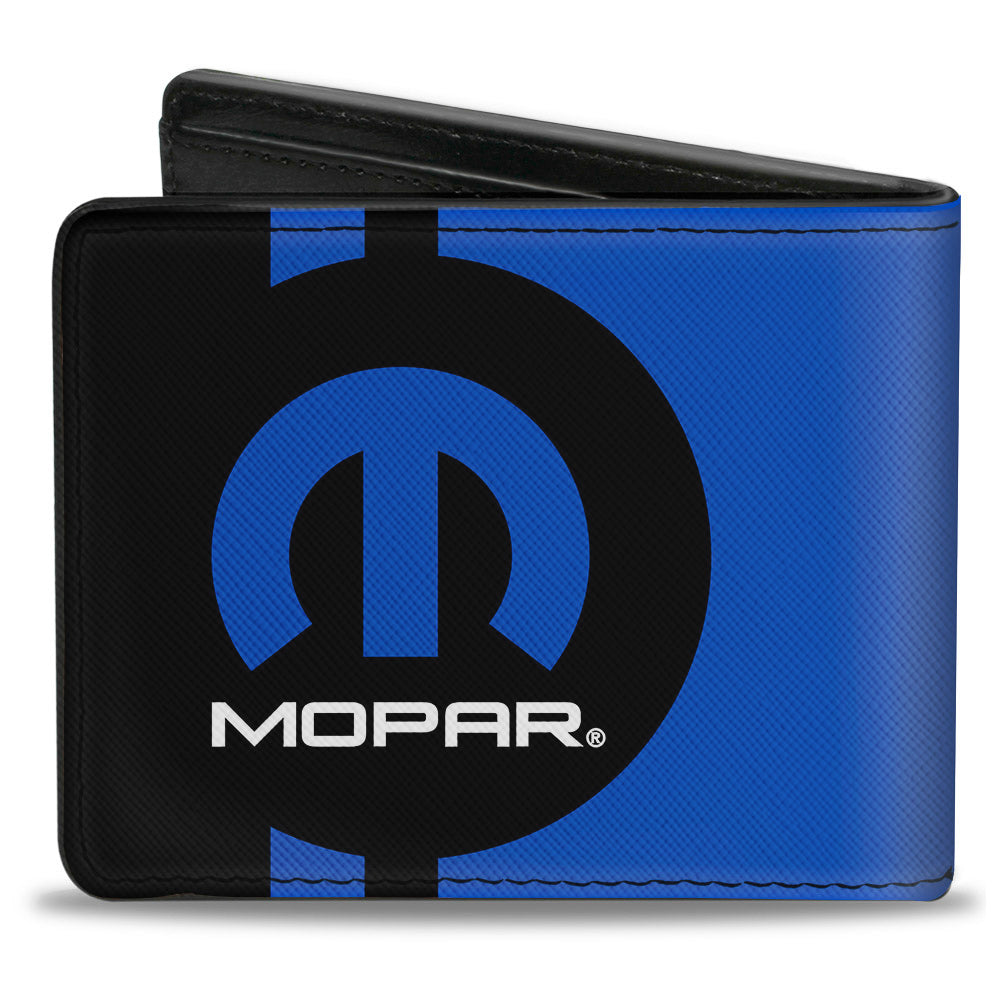 Bi-Fold Wallet - MOPAR Logo Stripe2 Black Blue