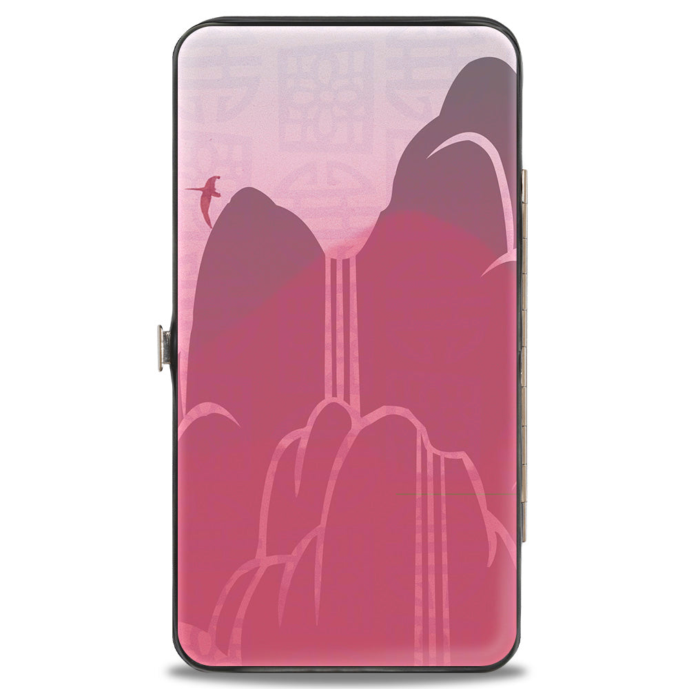 Hinged Wallet - Mulan Sword Action Pose + Landscape Pinks