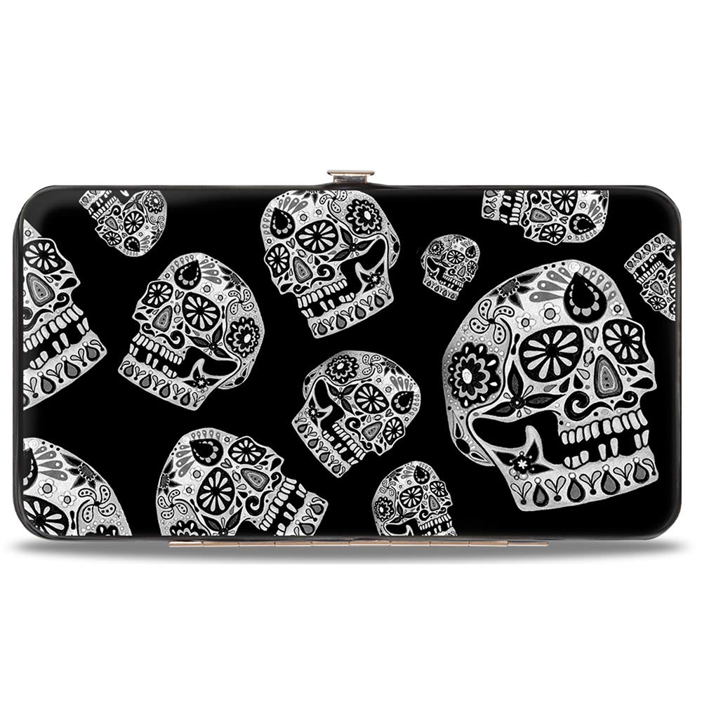 Hinged Wallet - The Dust of Living II Sugar Skulls Black White