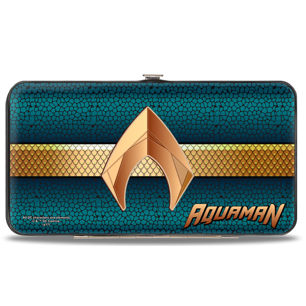 Hinged Wallet - AQUAMAN Icon Scales Stripe Blues Golds