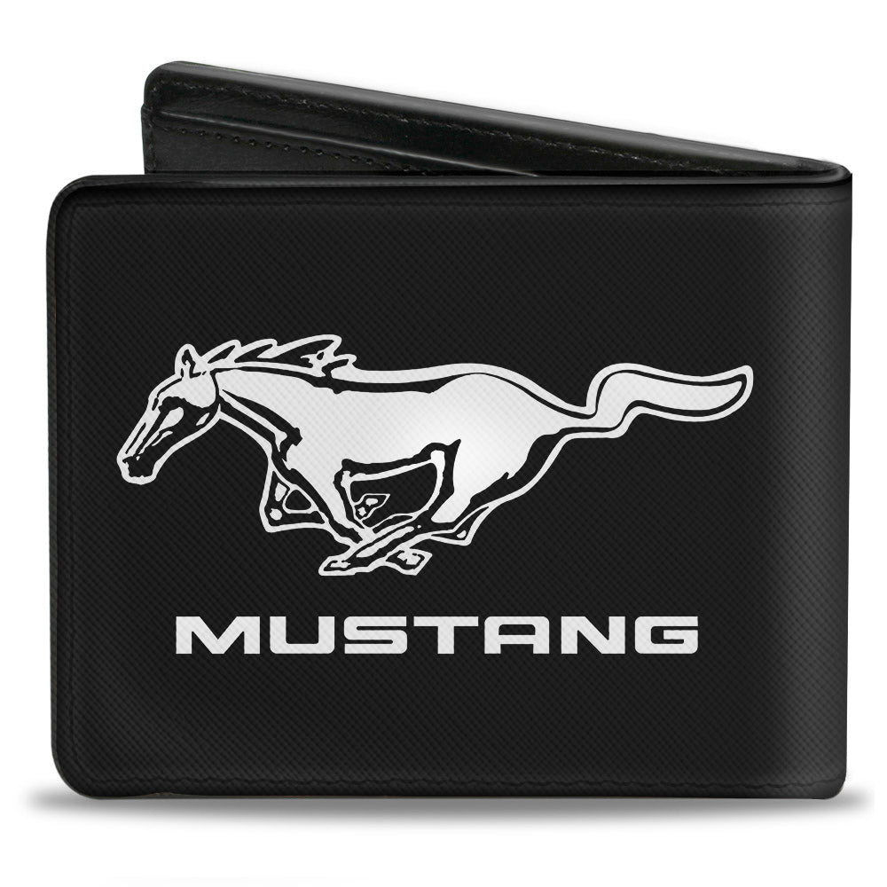 Bi-Fold Wallet - Mustang TEXT Black White Logo CENTERED