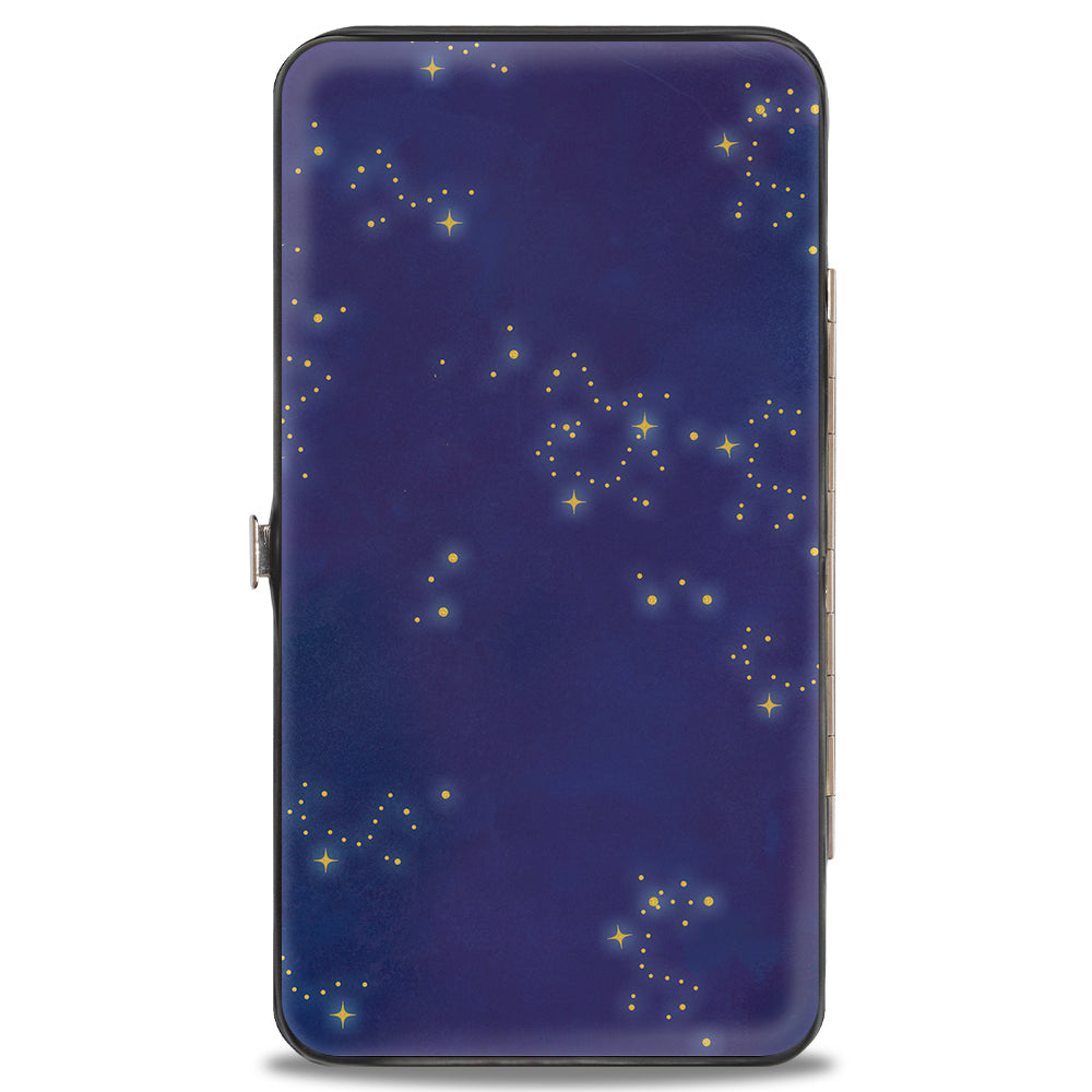 Hinged Wallet - Jasmine 2019 Standing Pose Stars Purple Gold