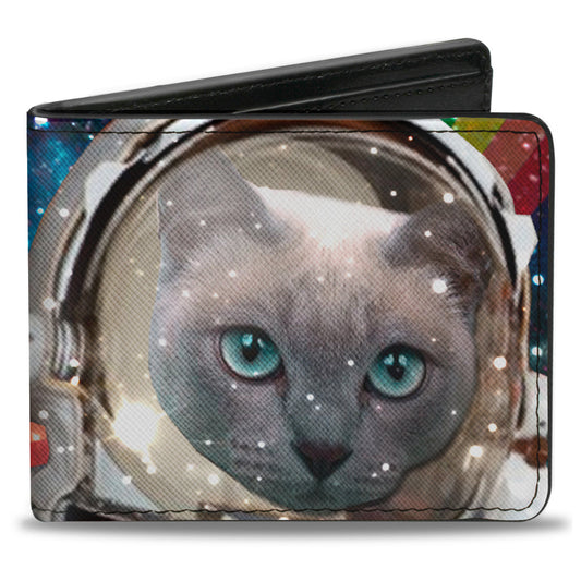 Bi-Fold Wallet - Astronaut Cats in Space Rainbows Stars