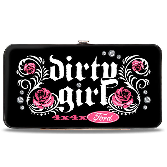 Hinged Wallet - Floral DIRTY GIRL 4x4xFORD Black White Pink