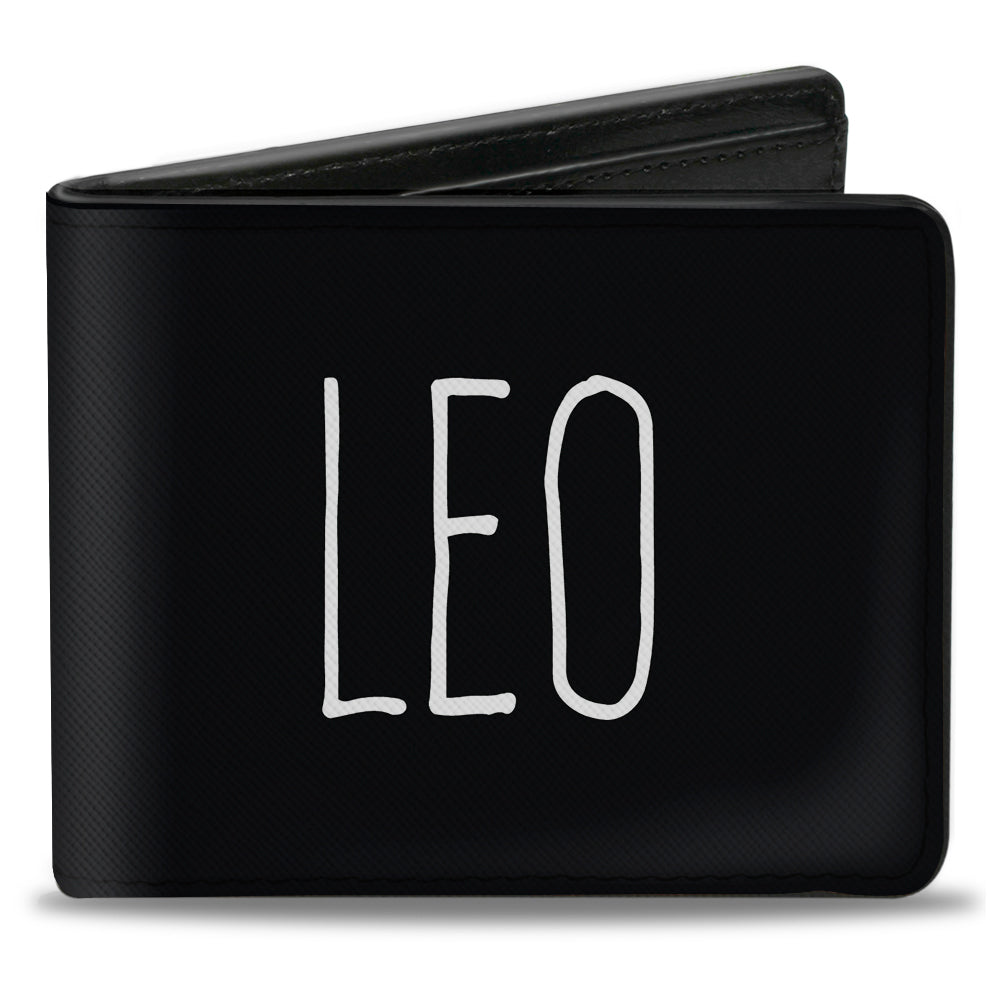 Bi-Fold Wallet - Zodiac LEO Symbol Black White