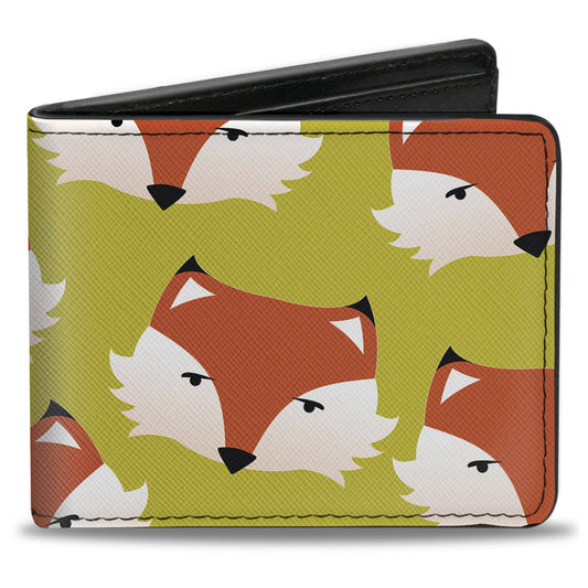 Bi-Fold Wallet - Fox Face Scattered Warm Olive