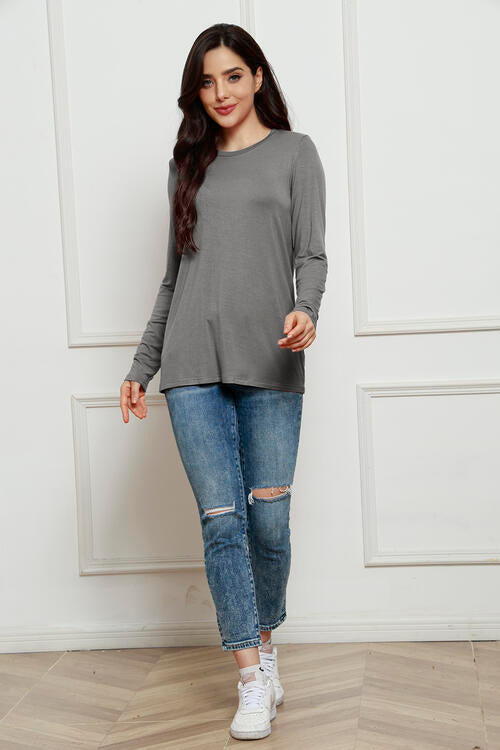 Basic Bae Round Neck Long Sleeve Top