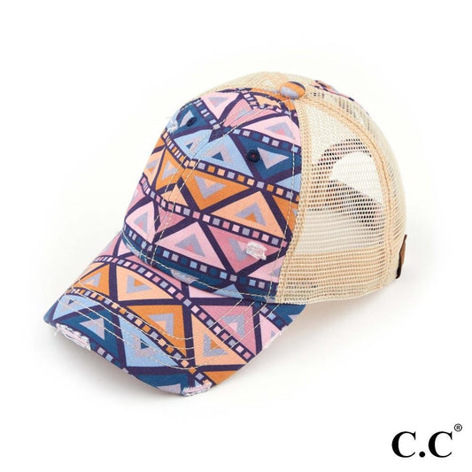 C.C Aztec Print Mesh Ponytail Cap