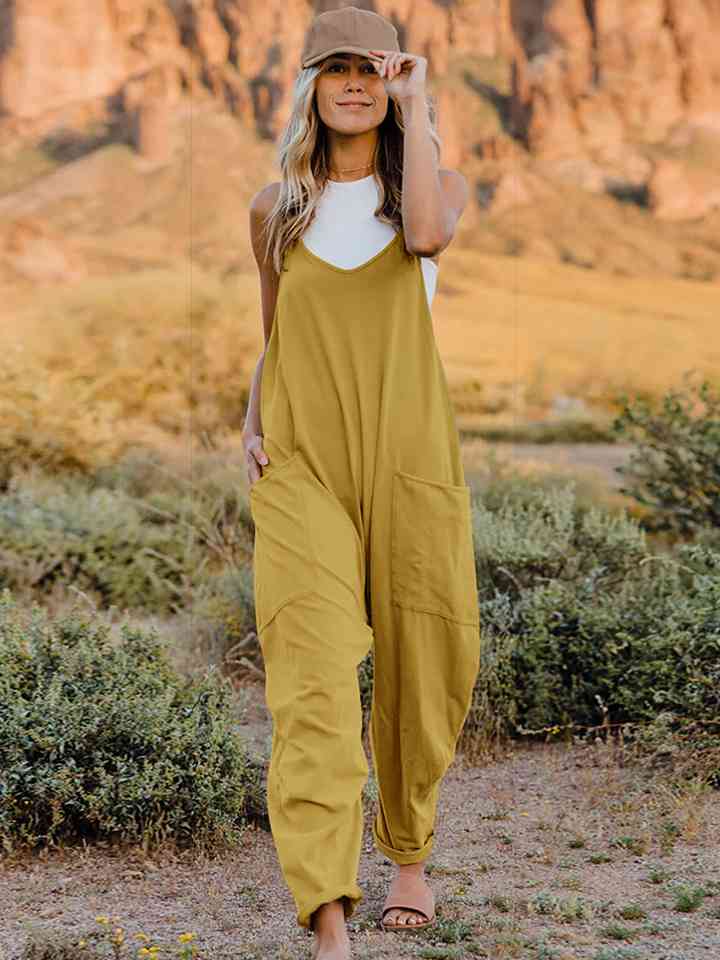 Double Take Sleeveless V-Neck Pocketed Jumpsuit