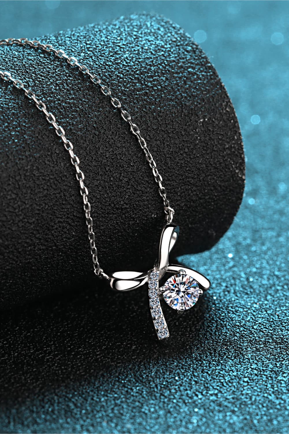 Moissanite 925 Sterling Silver Bow Necklace