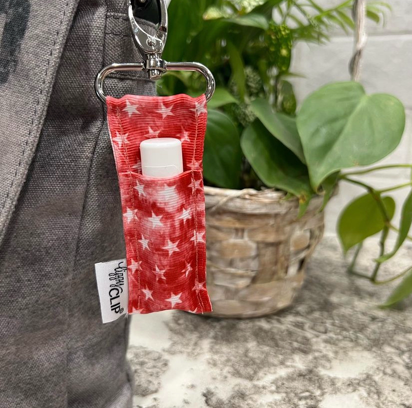 Red Denim Stars LippyClip® Lip Balm Holder