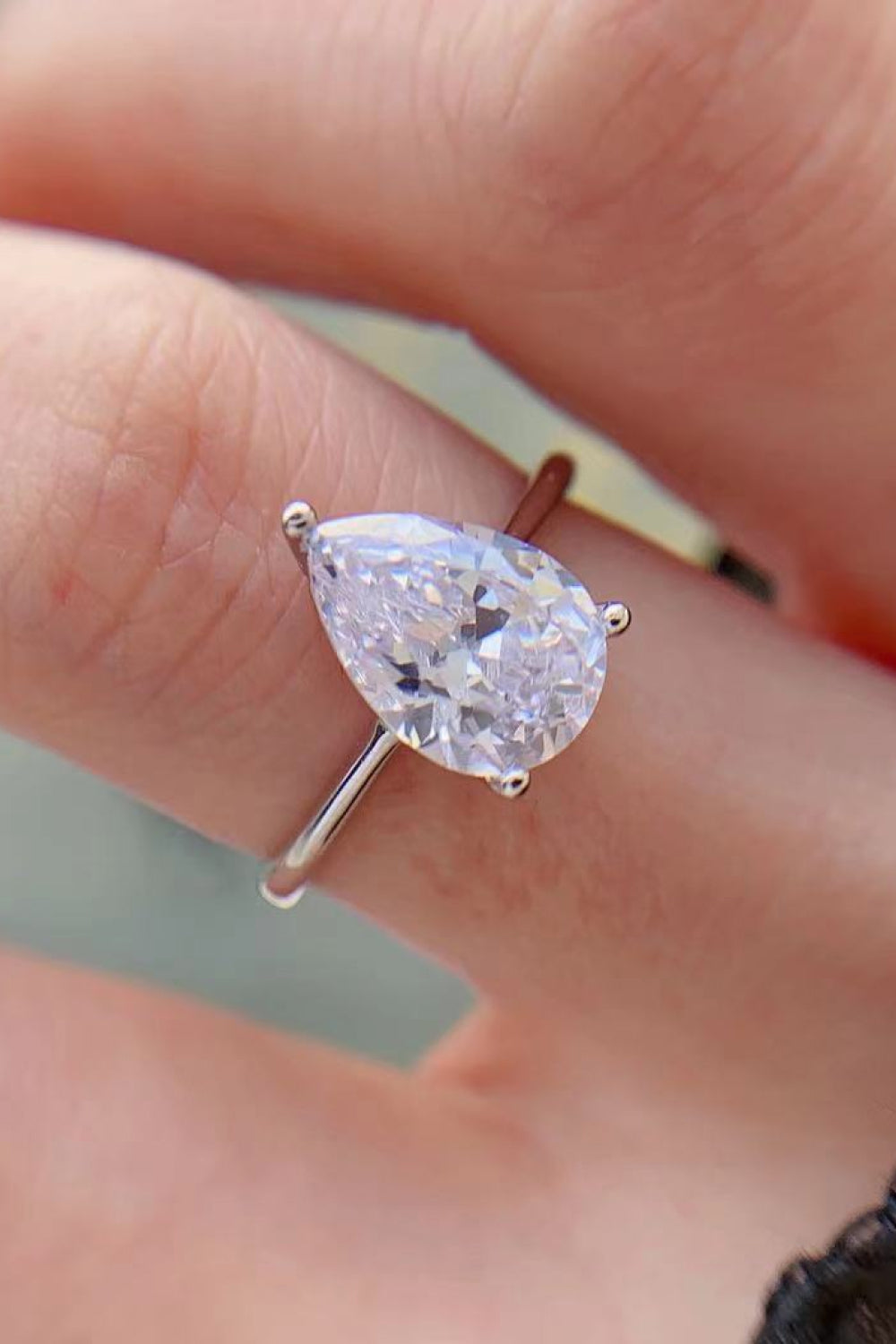 Classic Teardrop Moissanite Ring